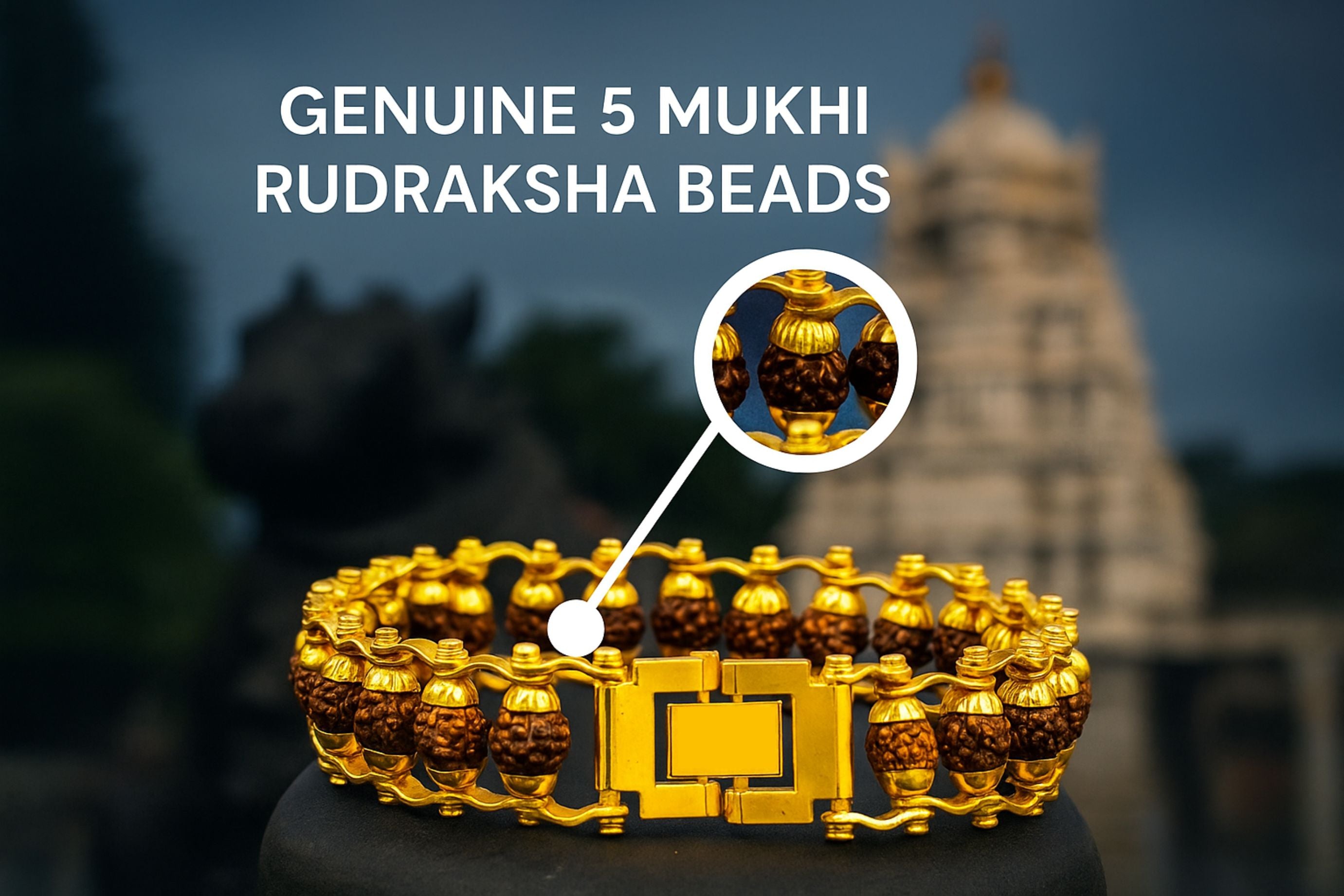 Gold Plated Rudraksha Bracelet for Men's