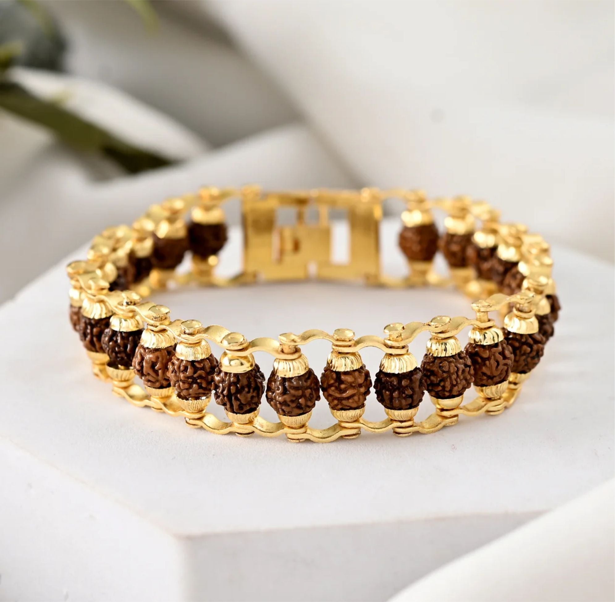 Gold Plated Rudraksha Bracelet for Men's
