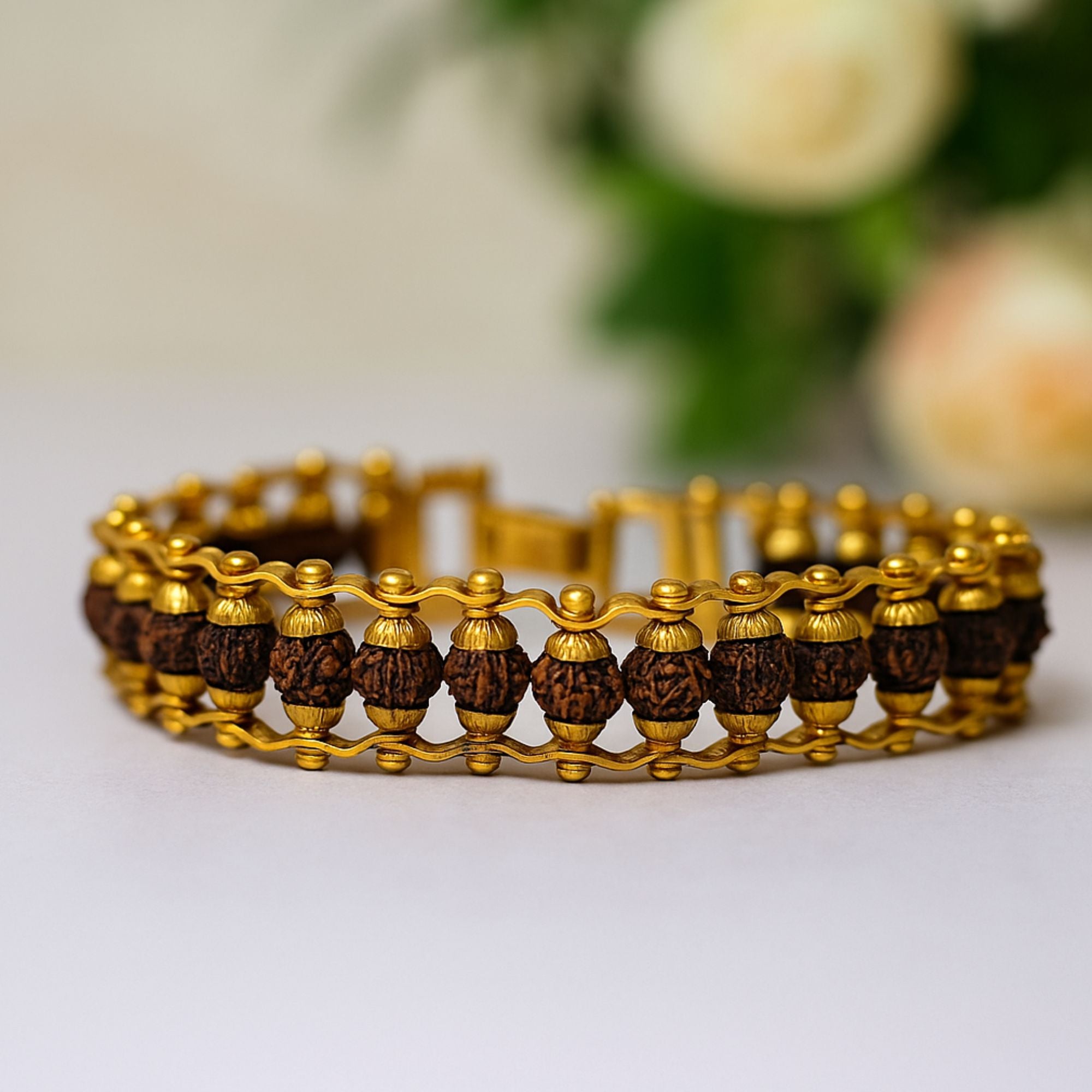 Gold Plated Rudraksha Bracelet for Men's